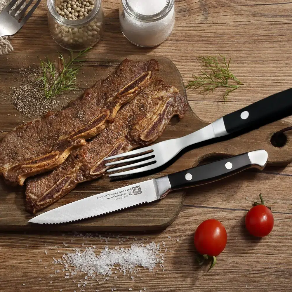 4 6 8p Beef Steak Knife And Fork Set Stainless Steel Highly Polished Handles High Quality 1